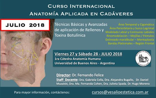 Curso Internacional Anatom&iacute;a Aplicada en Cad&aacute;veres: t&eacute;cnicas b&aacute;sicas y avanzadas de aplicaci&oacute;n de rellenos faciales y toxina botul&iacute;nica